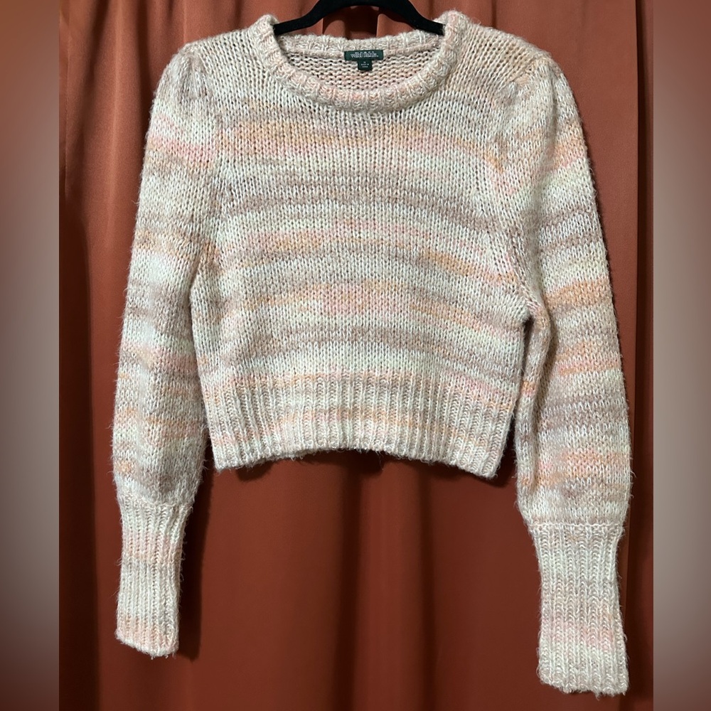 Wild Fable Light Pink Striped Cropped Pullover Sweater Women’s M